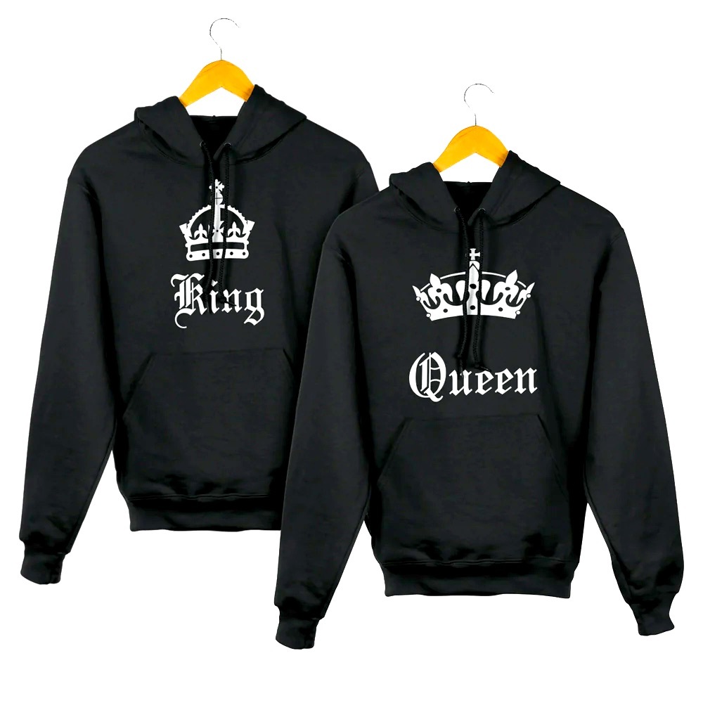 King Queen Matching Couple Hoodies for Men & Women